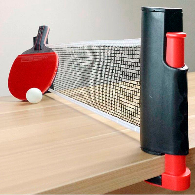  Sanung S304 - Red de tenis de mesa portátil y poste plegable,  red de resorte de ping pong con 2 postes y 2 cadenas, red de malla ajustable  para mesas estándar